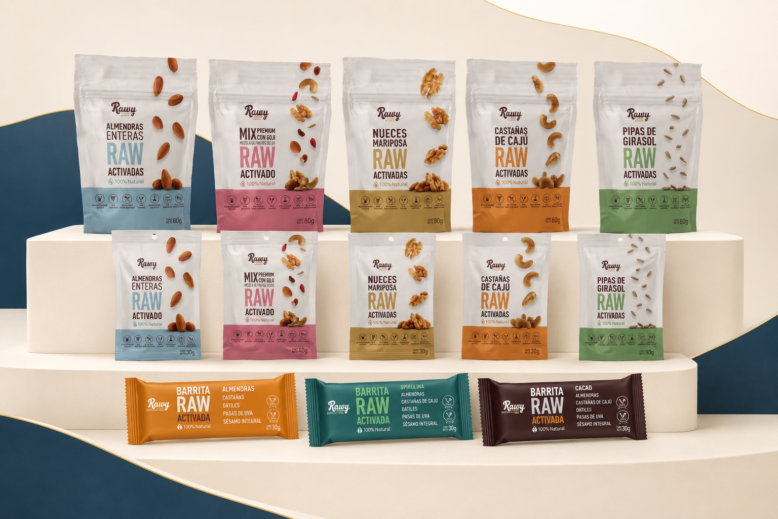 Selección de snacks saludables